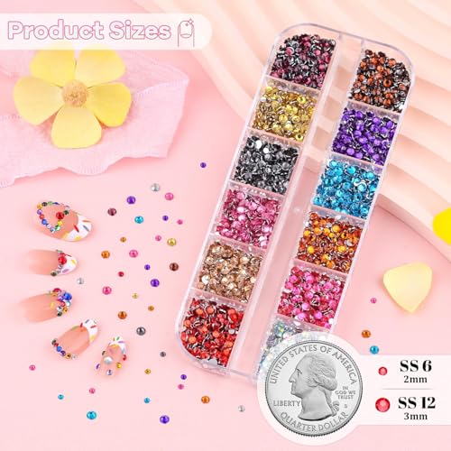 10,000 Pcs Flatback Resin Nail Rhinestones Kit - Colorful Gems & Tools