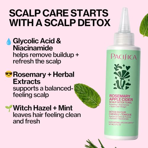 Pacifica Scalp Detox Tonic – Exfoliating Scalp Treatment with Glycolic & Salicylic Acid, Rosemary – Vegan & Cruelty-Free – 5 oz