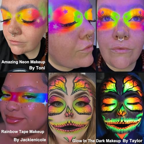 Afflano Neon UV Glow Eyeshadow Palette - 24 Pressed Glitter Colors