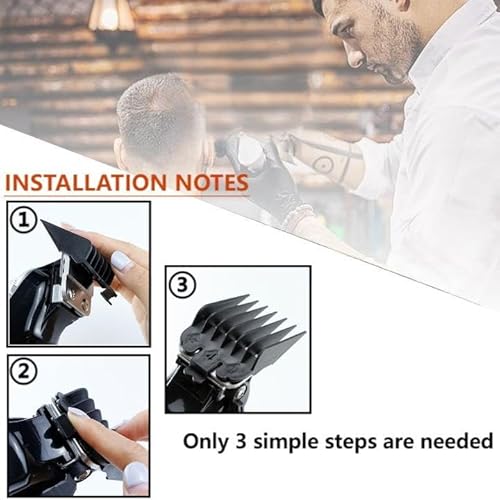 Professional Hair Clipper Combs Guides Set - 1/16 to 1 Size Range, Black Replacement Guards£¬COMPATIBLE WITH WAHL Most Clippers/Trimmers (8 Pieces)
