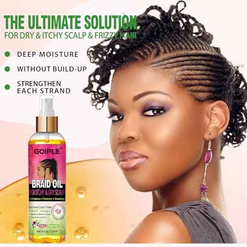 Braid Oil for Soothes Moisturizes Dry & Itchy Scalp- Braid Care for Dandruff and Thinning Edges- Braiding Scalp Oil for Locs & Twists Enhances Shine and Reduces Frizz Refreshes Dry Hair 8 fl oz