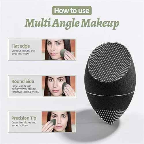 12 Pcs Black Makeup Sponges for Foundation Bulk Latex-Free Reusable big Beauty Sponge Blender Cosmetic Applicator For Powder Cream and Liquid Makeup Tools Set
