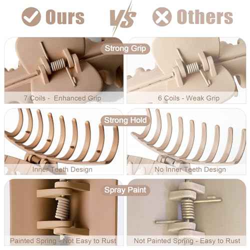 TOCESS Hair Claw Clips for Women - 8PK Large Neutral Matte Jumbo Hair Clips for Thick, Thin, Long, Short, Curly Hair Girls, Big Jaw Clip Set for Daily Use