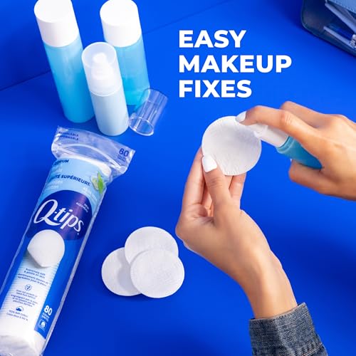 Q-tips Premium 100% Cotton Rounds, Lint-Free Makeup Pads (6 Pack, 480 Ct)