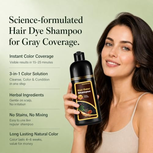 Black Hair Dye Shampoo for Gray Hair Coverage