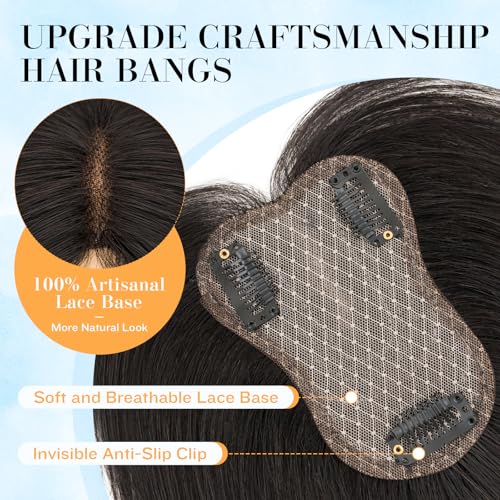 TESS Human Hair Topper Clip-In Bangs with 3D Full Cover