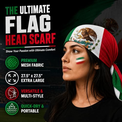 Flag Head Scarf for Women 27.5" - Mesh Square Bandana