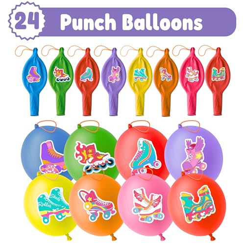 72-Piece Retro Party Favors Set - 48 Tattoos & 24 Punch Balloons