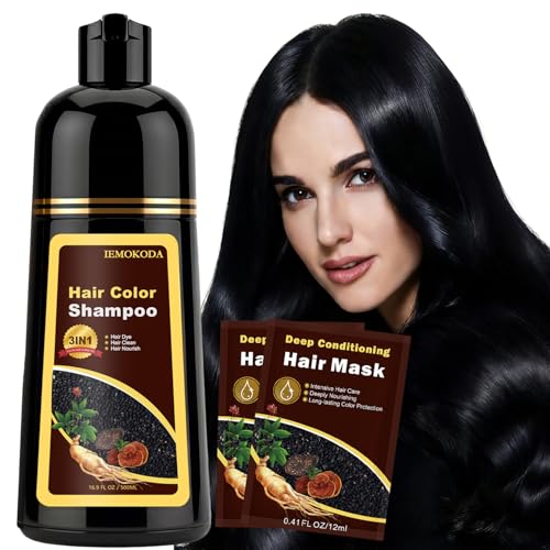 Black Hair Dye Shampoo - Instant Gray Coverage, 500ml