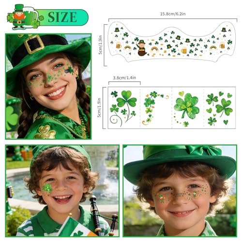 28 PCS St Patrick's Day Face Temporary Tattoos