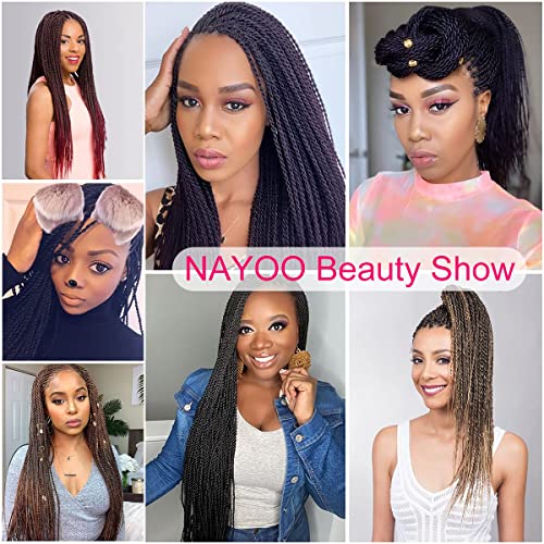 NAYOO Senegalese Twist Crochet Hair For Black Women - 8 Packs , 35 Strands/Pack Small Twist Crochet Braids Hair Hot Water Setting, Crochet Braiding Hair Straight Ends(18 Inch, 1B)