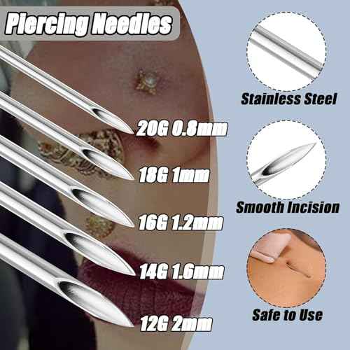 Piercing Kit 36Pcs Piercing Clamps Kit with 25Pcs Mixed 12G 14G 16G 18G 20G Ear Nose Piercing 2Pcs Piercing Clamps Forceps 6Pcs Clean Tools 2Pcs Gloves 1Pc Marker Pen for Piercing Tool