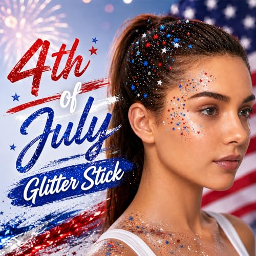 4th of July Patriotic Glitter Stick - Red White Blue
