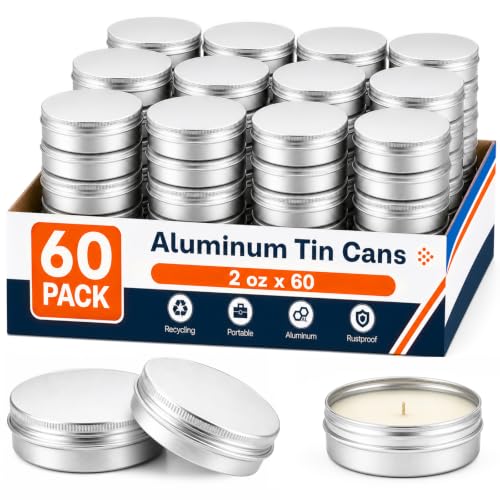 60 Pack 2oz Aluminum Tin Cans with Screw Lid