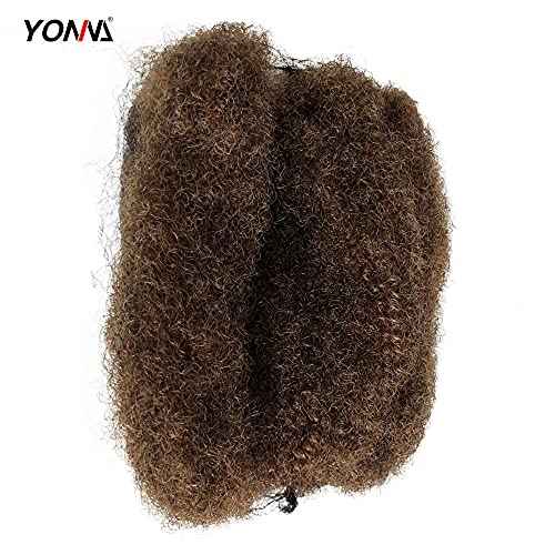 YONNA Tight Afro Kinky Bulk For DreadLocks,Twist Braids Human Hair Medium Ash Brown #8 8Inch