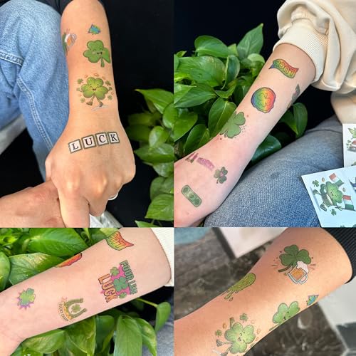 St. Patrick's Day Temporary Tattoos, 8 Pack with 60 Designs