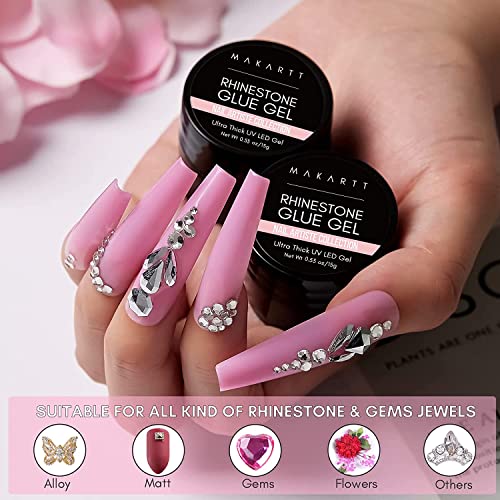 Makartt Nail Rhinestone Glue with Brush Kit 15g for Nail Art & Crafts