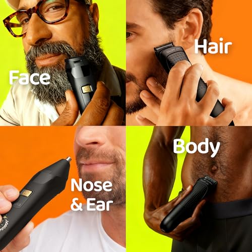 Electric Beard Trimmer for Men,Nose Hair Trimmer & Men's Electric Razor 10-in-1 Grooming Kit Cordless Shaver Gift-Ready for Men(Black)