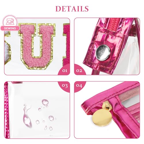 Pink Sunscreen Bag Clear Makeup Toiletry Pouch for Beach & Travel - Waterproof Cosmetic Organizer