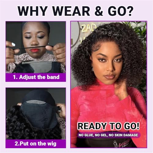 UCUVIC 18-Inch Curly Bob Wig - Glueless Human Hair Lace Front for Black Women