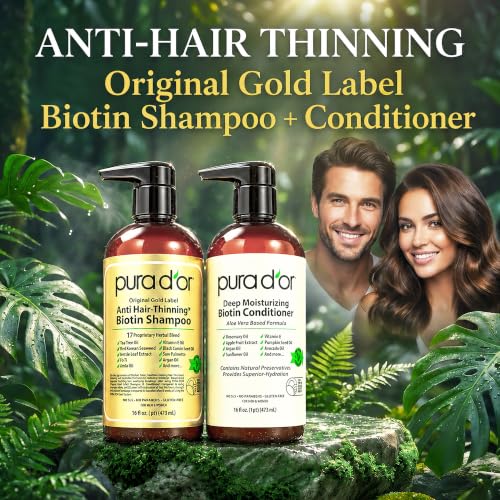 PURA D'OR Anti-Thinning Biotin Shampoo & Conditioner Set, 16oz x2