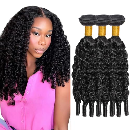Burmese Curly Human Hair Bundles 18 20 22 Inch #1B