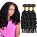 Burmese Curly Human Hair Bundles 18 20 22 Inch #1B