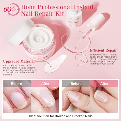 Nail Repair Kit for Weak Nails - Quick-Drying Dip Powder & Glue