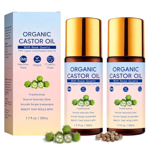 Organic Castor Oil with Rose Quartz Roller - 2 Pack