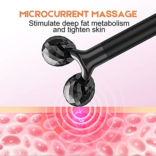 2-in-1 Electric Face Massager with 3D Roller & T-Shape Vibration