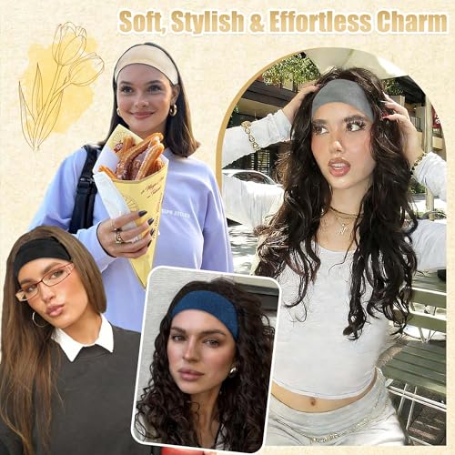 Non-Slip Elastic Headbands for Women - 6 Pack, Soft Cotton