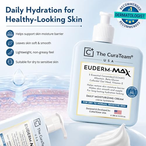 Ceramide Face & Body Moisturizer with Hyaluronic Acid & Colloidal Oatmeal - Non-Greasy Hydrating Barrier Repair Cream, 6.76 fl oz