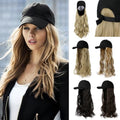 Adjustable Baseball Hat Wig with 24'' Wavy Hair - Black Cap
