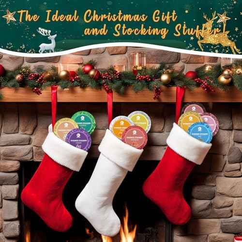 Shower Steamers Aromatherapy, Christmas Birthday Gifts for Women Men, 10 Different Shower Bombs with Fruity Floral Fragrances, Self Care Spa Gifts White Elephant Stocking Stuffers