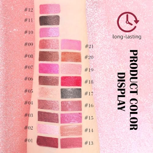 evpct Mauve Pink Metallic Lip Liner & Liquid Lipstick Set, 0.13 Fl Oz - Long Lasting Waterproof Gloss & Stain, Dusty Rose Shade