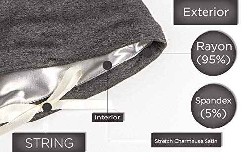 Grace Eleyae GE Women's Adjustable Satin Lined Sleep Cap Slap Hair Care Beanie Hat, Gray