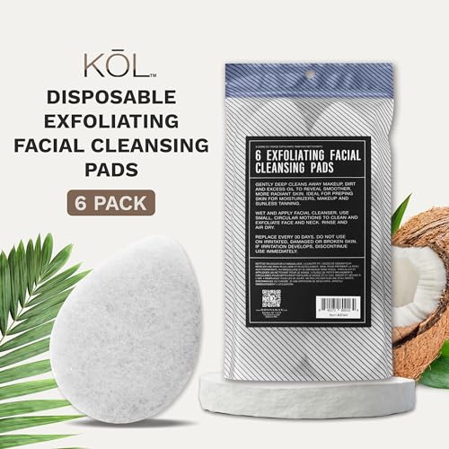 KOL Coconut Exfoliating Face Scrubber Pads, 6 Count