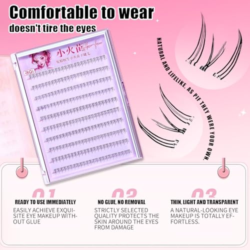 120 Pcs Self Adhesive Bottom lashes Clusters,No Glue 6 MM Natural Individual Bottom Lashes Cluster Eyelash,Extension Bottom Lashes With Lash Tweezer (A-Small flame)