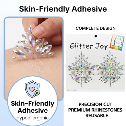 Rhinestone Body Gems Stickers, 2 Pack Festival Jewels