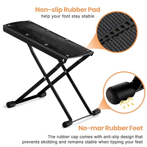 Foldable Pedicure Foot Rest Stand - 6-Height Adjustable Non-Slip Stool