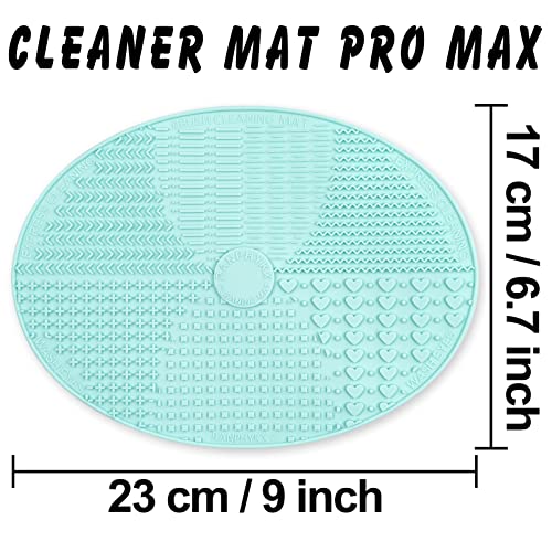 Makeup Brush Cleaner Mat Silicone Large Green Cleaning Pad with Suction Cup