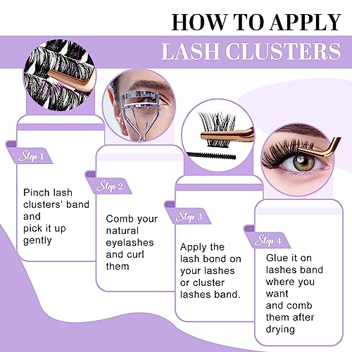 Lash Clusters 208 PCS Cluster Lashes Individual Lashes B05+B06 Eyelash Extensions 10-18mm DIY Lash Extensions D Curl Volume Wispy Soft Comfortable Band False Lashes (D-10-18MIX)