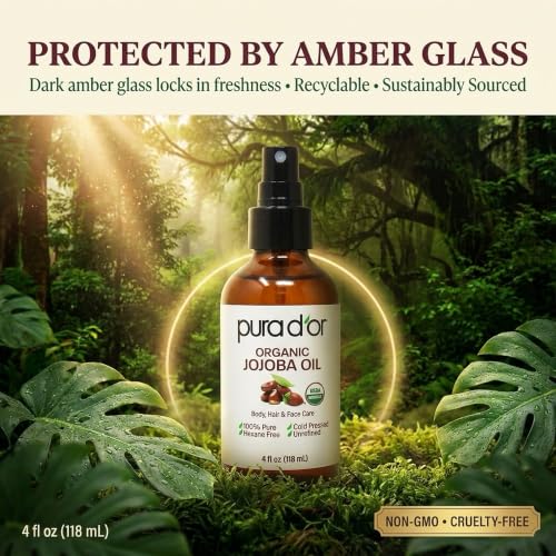 PURA D'OR Organic Jojoba Oil 16.9 oz USDA Certified
