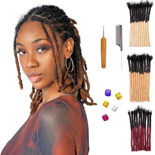 0.6 cm Thickness 8 Inch #T1B/30 100 Strands 100% Real Human Hair Dreadlock Extensions for Men and Women. Handmade for Full Head, Can Be Dyed and Bleached. Dreadlocks Bulk Permanent Locs