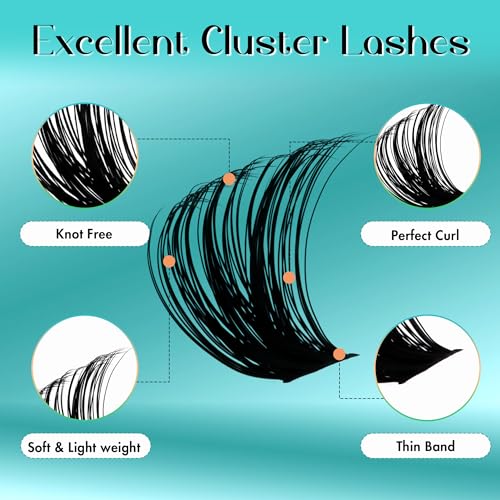 GEMERRY DIY Lash Extension Kit for Beginners 280 PCS Individual Lash Clusters Kit 0.07D 10-18 MIX Eyelash Extension Kit Lash Glue for Eyelash Extensions(80D-0.07D,10-18MIX-KIT)