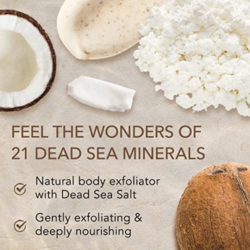 O Naturals Exfoliating Coconut Oil Dead Sea Salt Deep-Cleansing Face & Body Scrub. Anti-Cellulite Tones Helps Oily Skin, Acne, Ingrown Hairs & Dead Skin Remover. Essential Oils, Sweet Almond 18oz