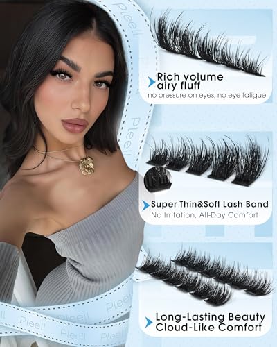 Pleell Wispy Fluffy Lash Clusters 10-18mm D Curl Volume Eyelash Extensions