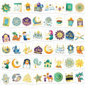 HOWAF 96pcs Eid Mubarak Temporary Tattoos, Ramadan Kareem Themed Face Tattoos Stickers for Boys girls with Star Moon Castle Patterns for Eid Party Decorations, Ramadan Mubarak Fake Tattoos