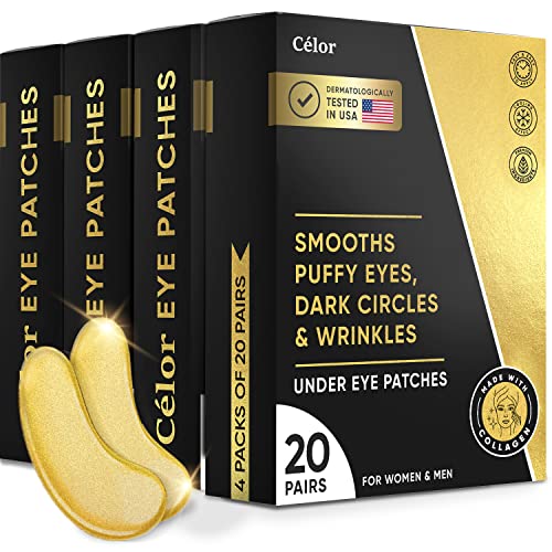 Celor Under Eye Patches for Puffy Eyes and Dark Circles - Eye Masks with Amino Acids & Collagen, Eye Care for Wrinkles - Birthday Gift for Women - Skincare Self Care - USA Tested (80 Pairs)