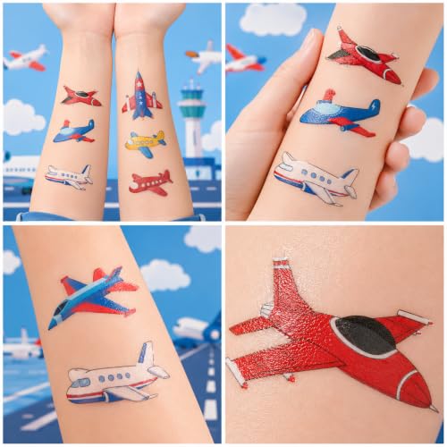 96 Piece Airplane Temporary Tattoos Pre-Cut Party Favors